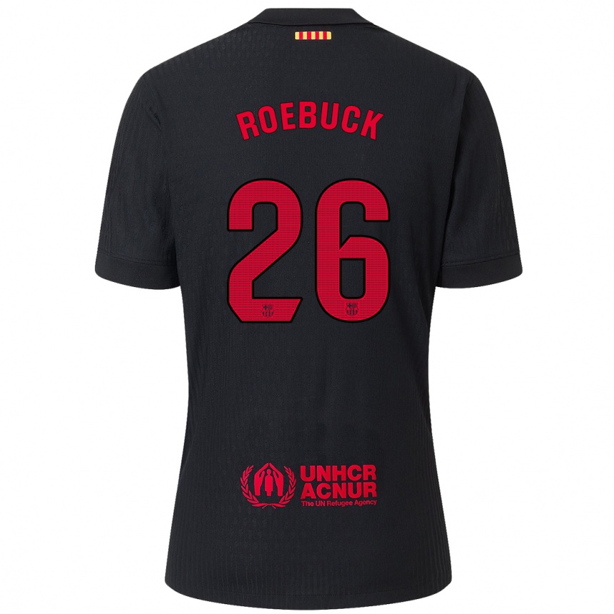 Kids Football Ellie Roebuck #26 Black Red Away Jersey 2024/25 T-Shirt Canada