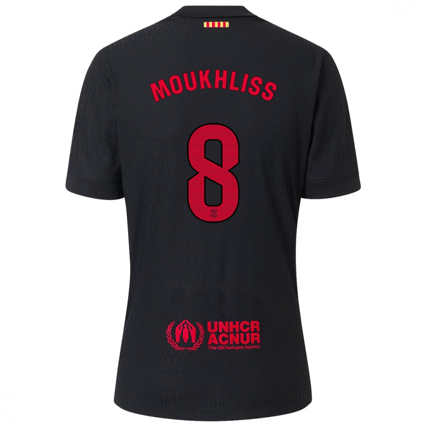 Kids Football Moha Moukhliss #8 Black Red Away Jersey 2024/25 T-Shirt Canada