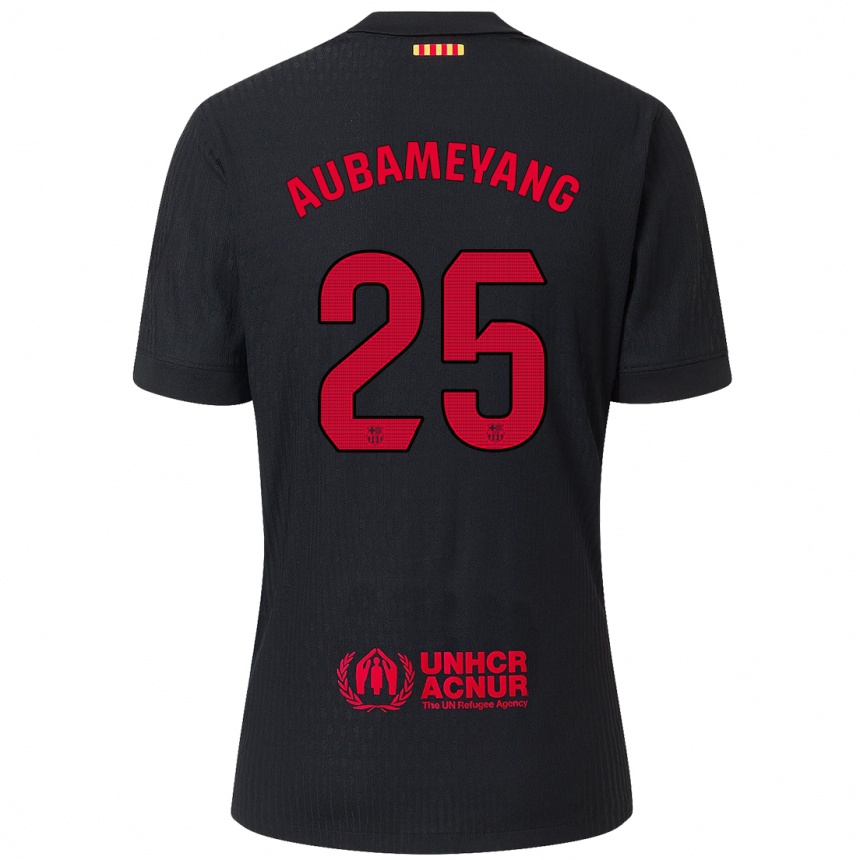 Kids Football Pierre Emerick Aubameyang #25 Black Red Away Jersey 2024/25 T-Shirt Canada