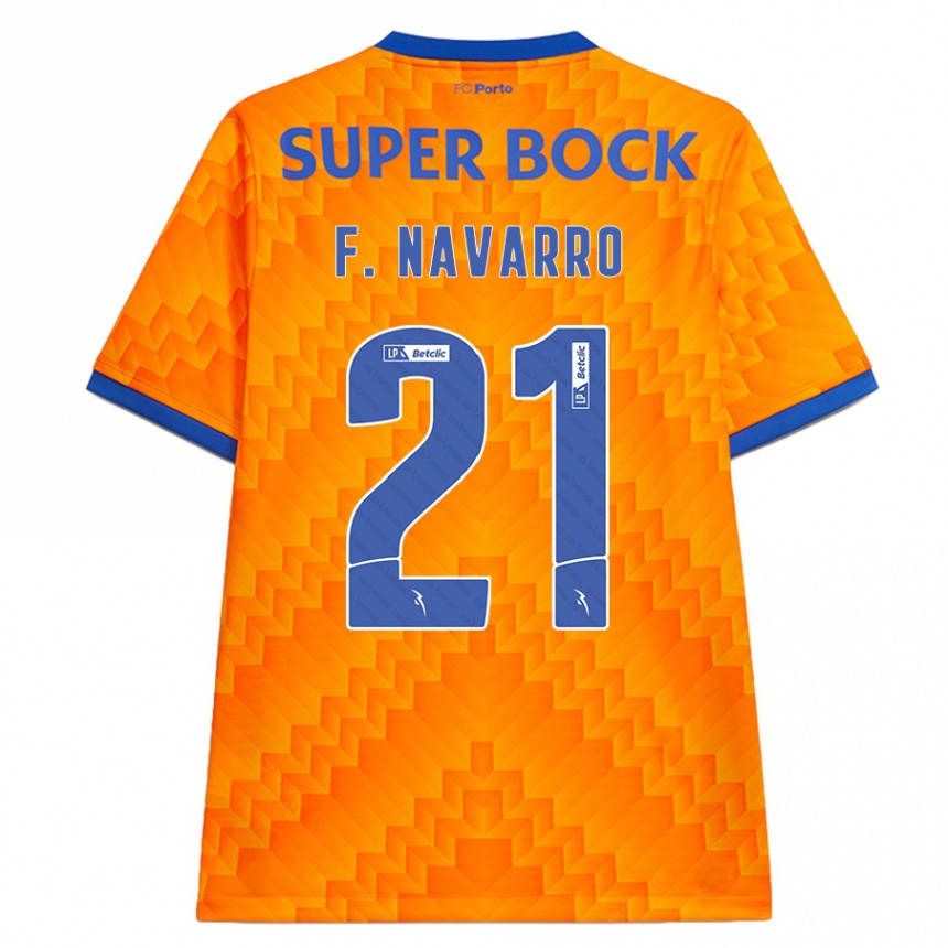 Kids Football Fran Navarro #21 Orange Away Jersey 2024/25 T-Shirt Canada