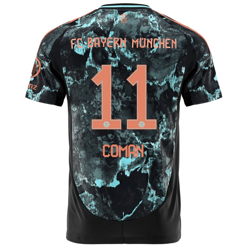 Kids Football Kingsley Coman #11 Black Away Jersey 2024/25 T-Shirt Canada