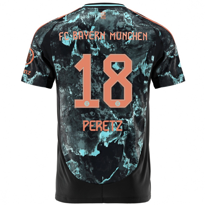 Kids Football Daniel Peretz #18 Black Away Jersey 2024/25 T-Shirt Canada