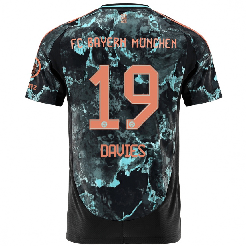 Enfant Football Maillot Alphonso Davies #19 Noir Tenues Extérieur 2024/25 Canada