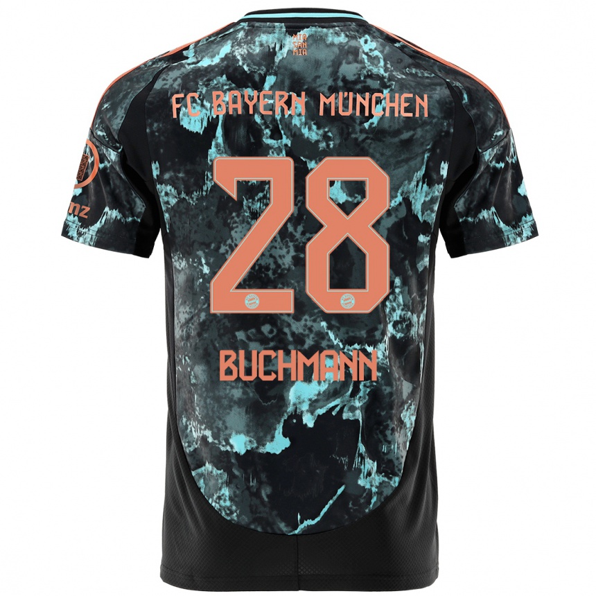 Kids Football Tarek Buchmann #28 Black Away Jersey 2024/25 T-Shirt Canada