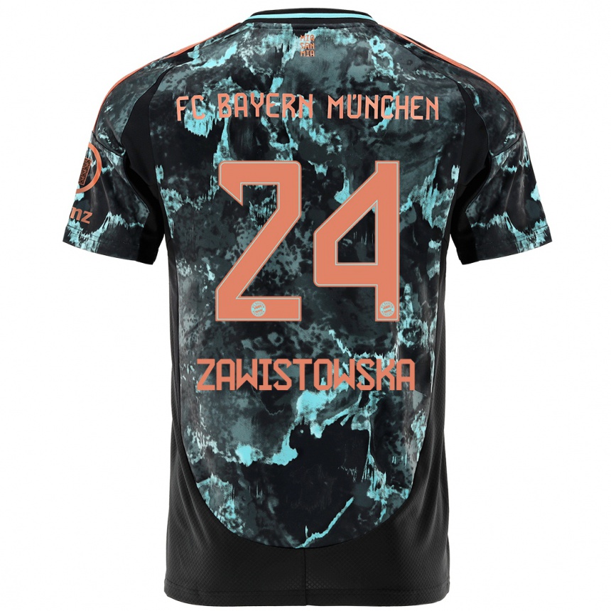 Kids Football Weronika Zawistowska #24 Black Away Jersey 2024/25 T-Shirt Canada