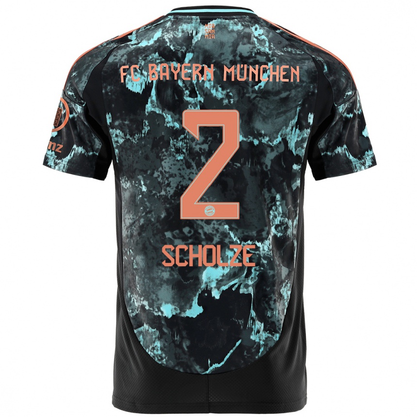 Kids Football Max Scholze #2 Black Away Jersey 2024/25 T-Shirt Canada