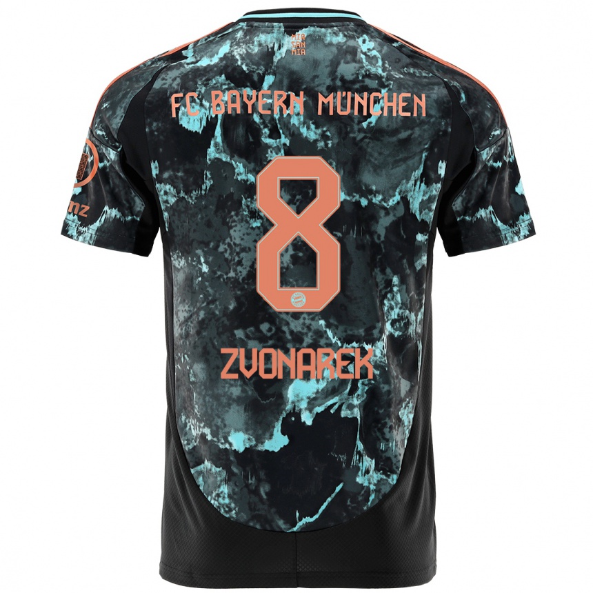 Kids Football Lovro Zvonarek #8 Black Away Jersey 2024/25 T-Shirt Canada