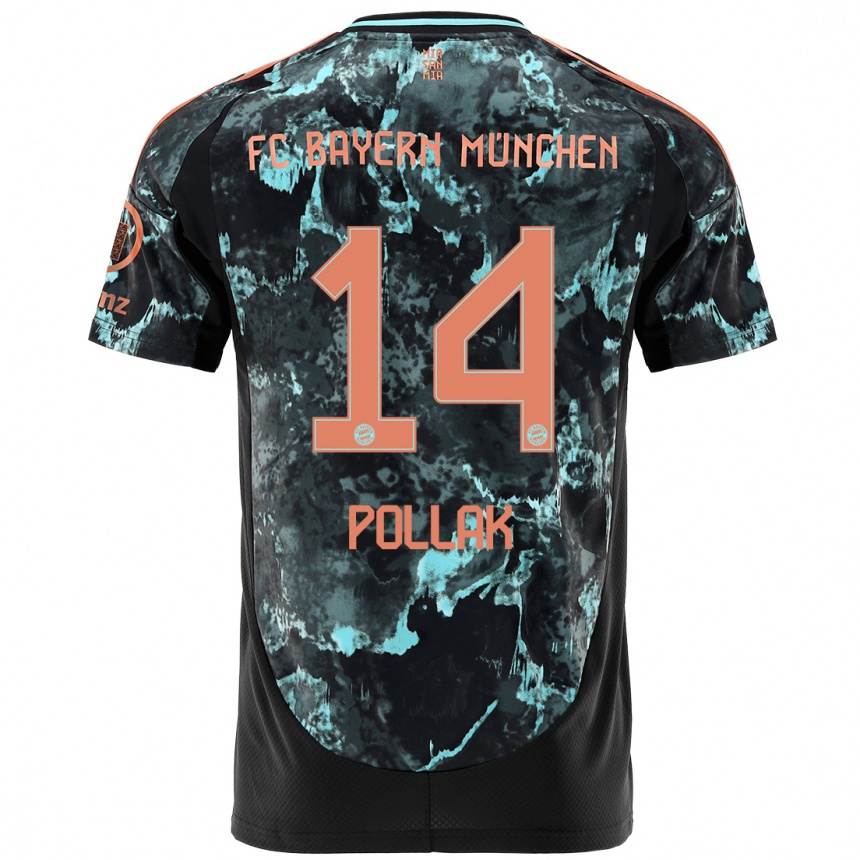 Kids Football Florian Pollak #14 Black Away Jersey 2024/25 T-Shirt Canada