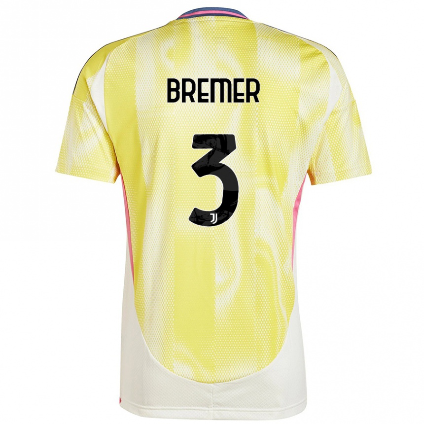 Kids Football Bremer #3 Solar Yellow Away Jersey 2024/25 T-Shirt Canada