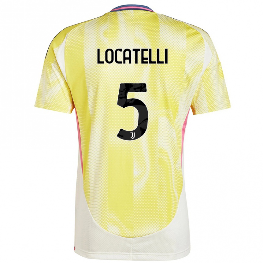 Kids Football Manuel Locatelli #5 Solar Yellow Away Jersey 2024/25 T-Shirt Canada