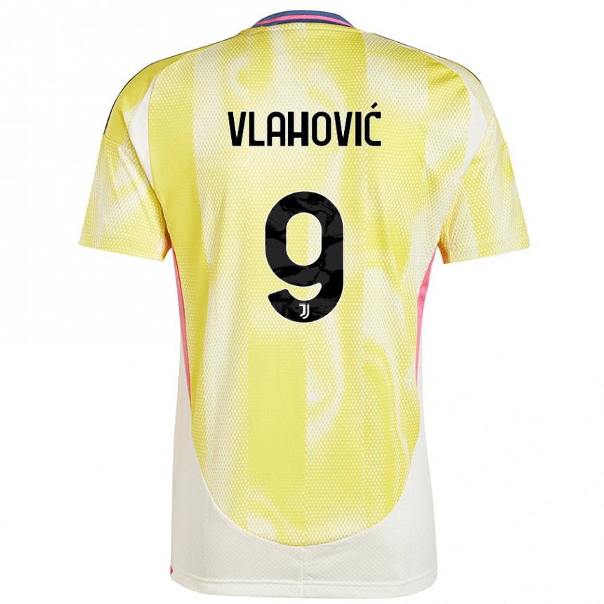 Kids Football Dusan Vlahovic #9 Solar Yellow Away Jersey 2024/25 T-Shirt Canada