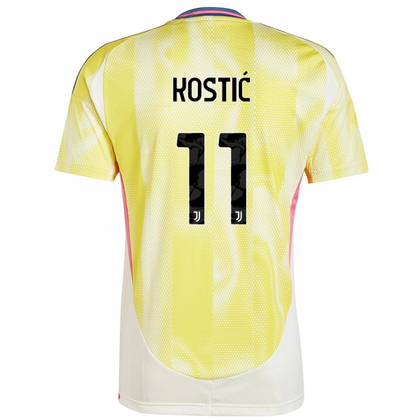 Kids Football Filip Kostic #11 Solar Yellow Away Jersey 2024/25 T-Shirt Canada