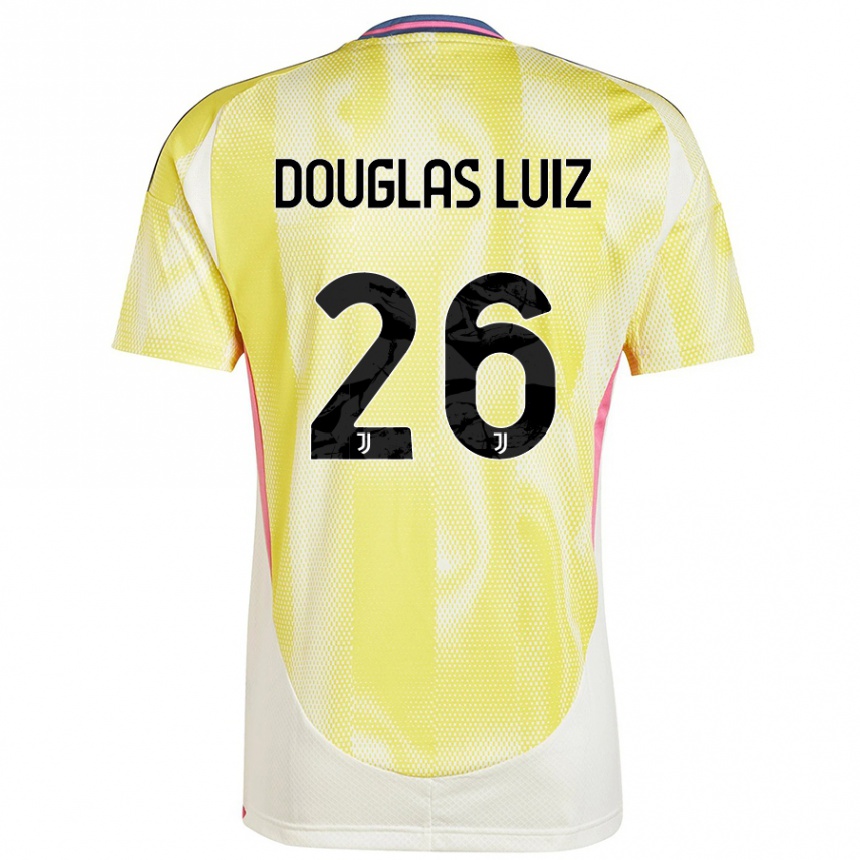 Kids Football Douglas Luiz #26 Solar Yellow Away Jersey 2024/25 T-Shirt Canada