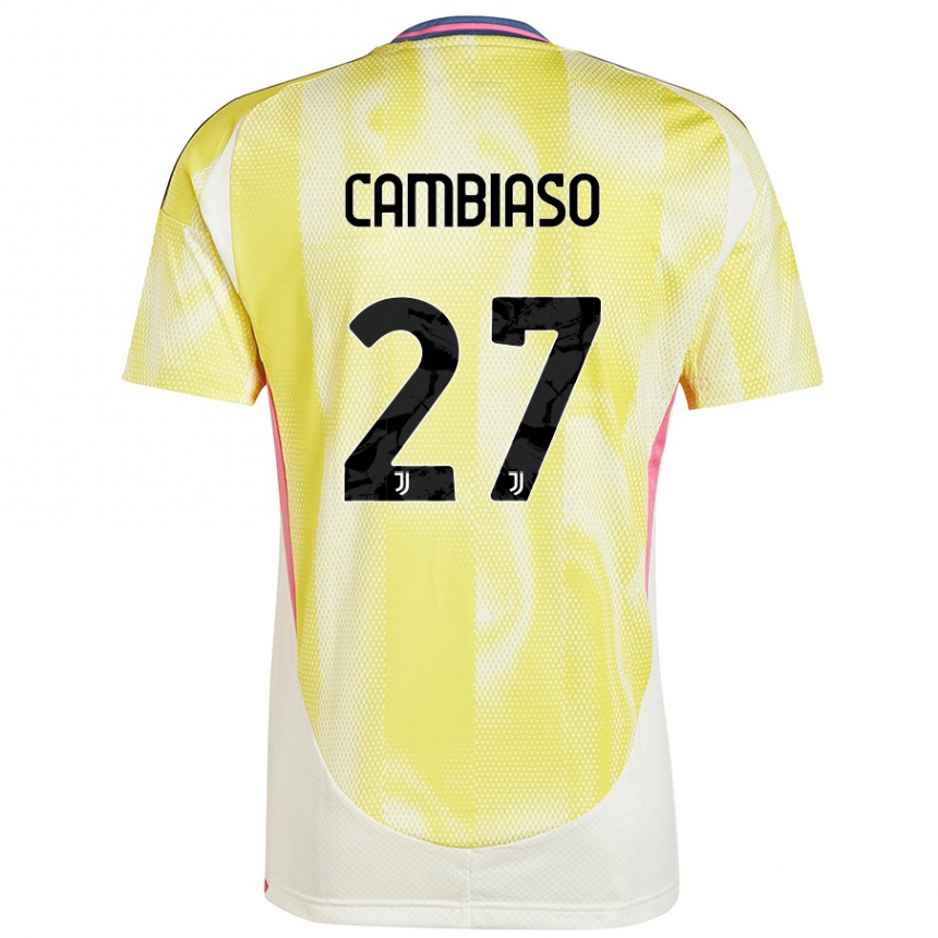 Kids Football Andrea Cambiaso #27 Solar Yellow Away Jersey 2024/25 T-Shirt Canada