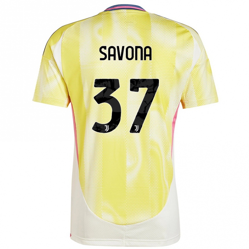 Kids Football Nicolo Savona #37 Solar Yellow Away Jersey 2024/25 T-Shirt Canada