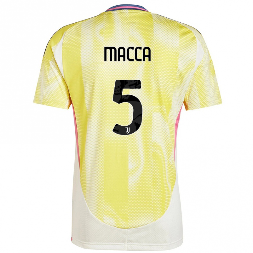 Kids Football Federico Macca #5 Solar Yellow Away Jersey 2024/25 T-Shirt Canada