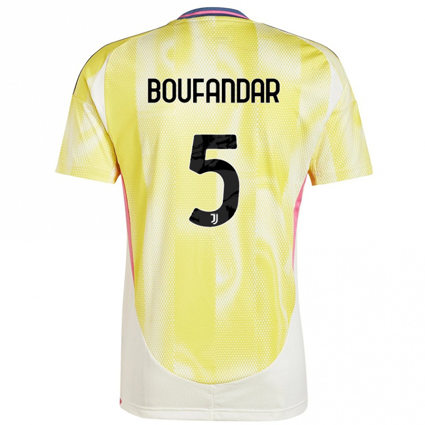 Kids Football Adam Boufandar #5 Solar Yellow Away Jersey 2024/25 T-Shirt Canada