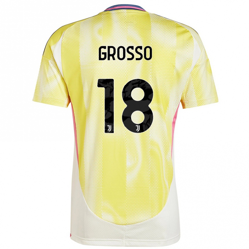 Kids Football Filippo Grosso #18 Solar Yellow Away Jersey 2024/25 T-Shirt Canada