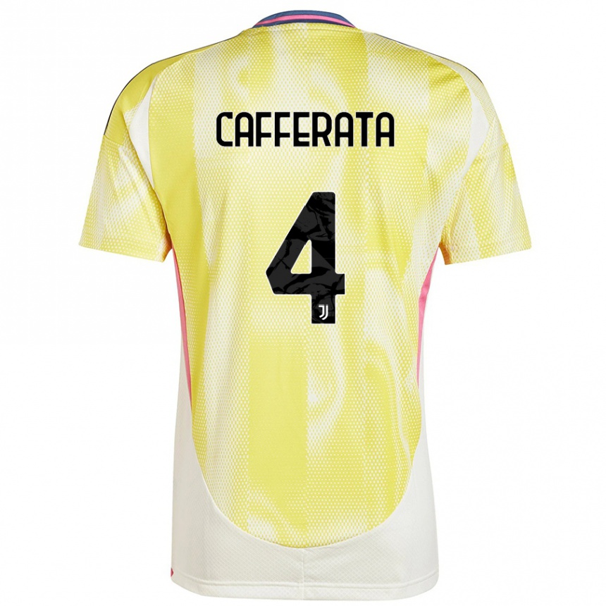 Kids Football Federica Cafferata #4 Solar Yellow Away Jersey 2024/25 T-Shirt Canada