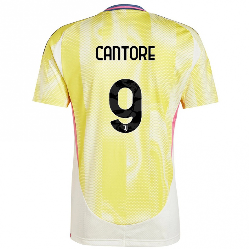 Kids Football Sofia Cantore #9 Solar Yellow Away Jersey 2024/25 T-Shirt Canada