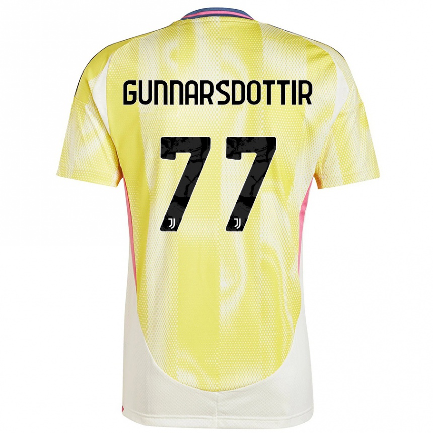 Kids Football Sara Bjork Gunnarsdottir #77 Solar Yellow Away Jersey 2024/25 T-Shirt Canada