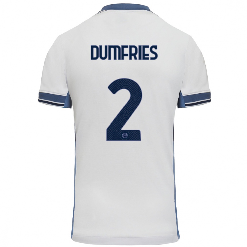 Enfant Football Maillot Denzel Dumfries #2 Blanc Gris Tenues Extérieur 2024/25 Canada