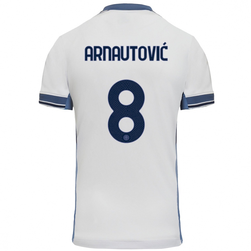 Kids Football Marko Arnautovic #8 White Grey Away Jersey 2024/25 T-Shirt Canada