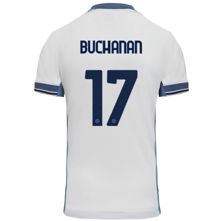 Kids Football Tajon Buchanan #17 White Grey Away Jersey 2024/25 T-Shirt Canada