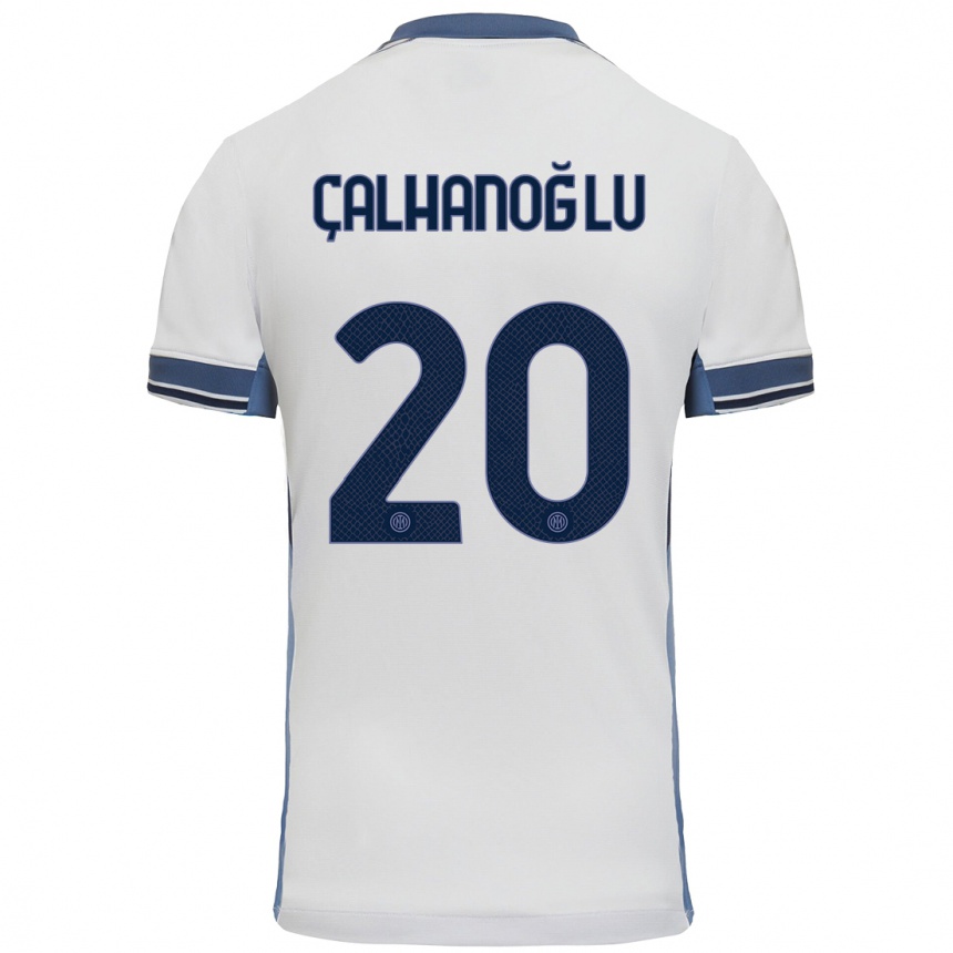 Enfant Football Maillot Hakan Calhanoglu #20 Blanc Gris Tenues Extérieur 2024/25 Canada