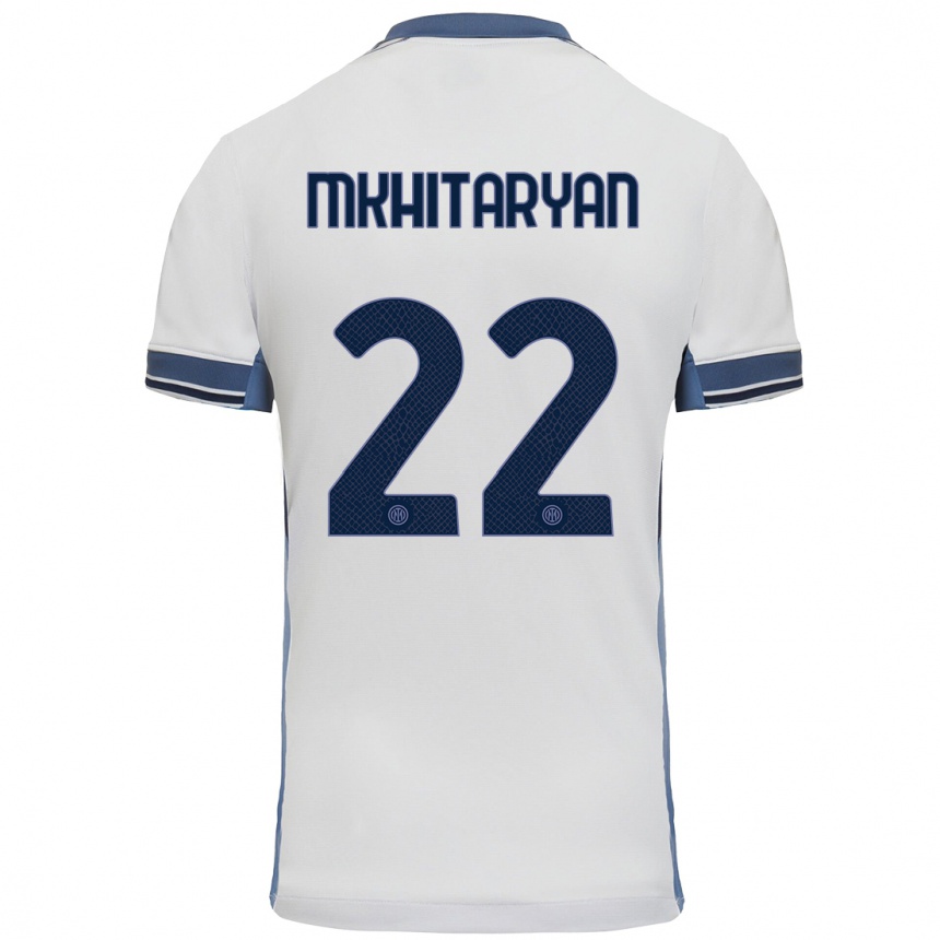 Enfant Football Maillot Henrikh Mkhitaryan #22 Blanc Gris Tenues Extérieur 2024/25 Canada