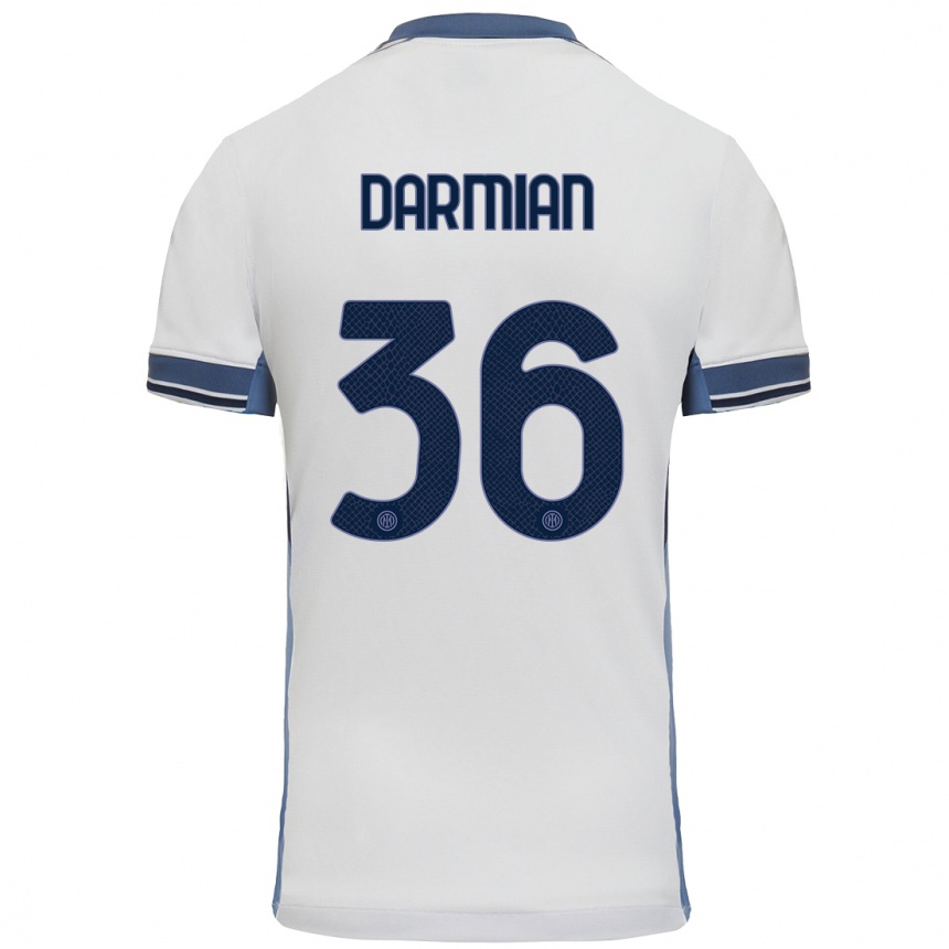 Enfant Football Maillot Matteo Darmian #36 Blanc Gris Tenues Extérieur 2024/25 Canada