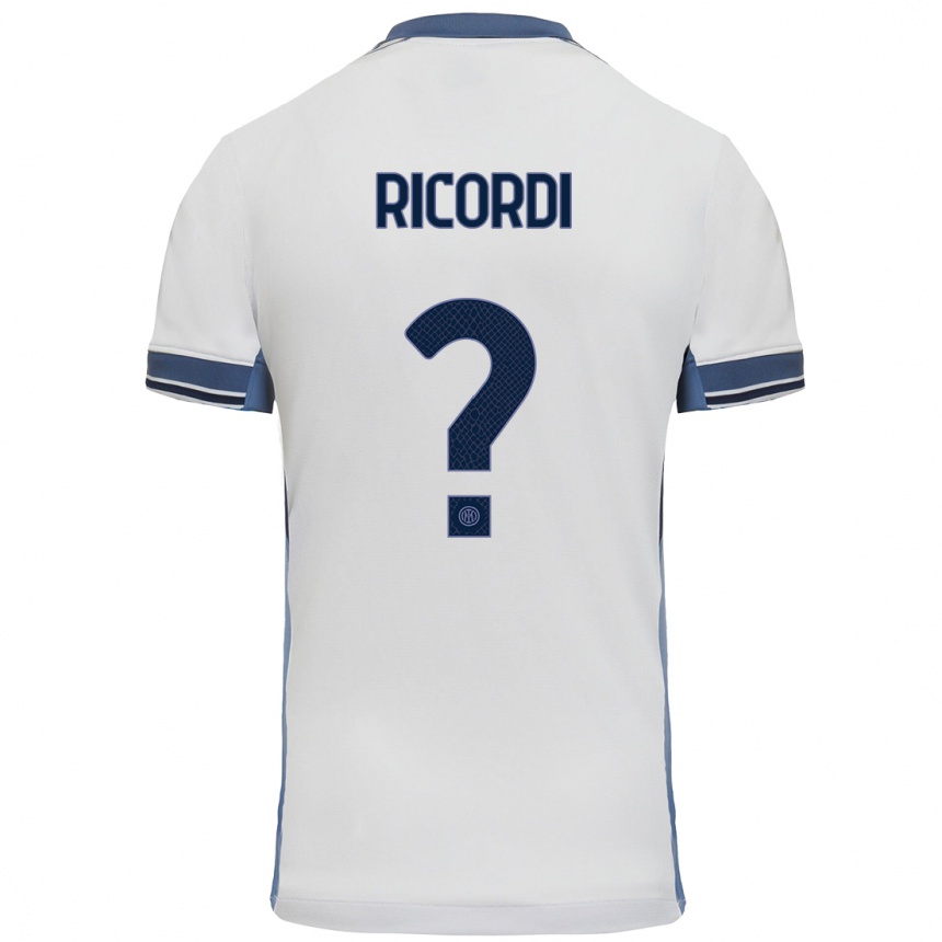 Kids Football Tommaso Ricordi #0 White Grey Away Jersey 2024/25 T-Shirt Canada