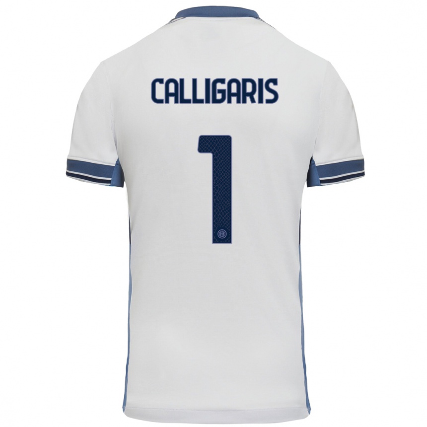 Enfant Football Maillot Alessandro Calligaris #1 Blanc Gris Tenues Extérieur 2024/25 Canada