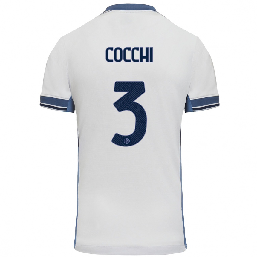 Kids Football Matteo Cocchi #3 White Grey Away Jersey 2024/25 T-Shirt Canada