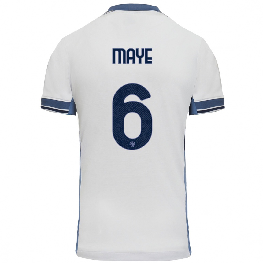 Kids Football Yvan Maye #6 White Grey Away Jersey 2024/25 T-Shirt Canada