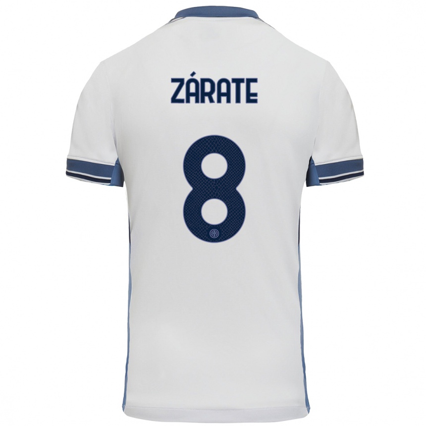 Kids Football Dilan Zárate #8 White Grey Away Jersey 2024/25 T-Shirt Canada