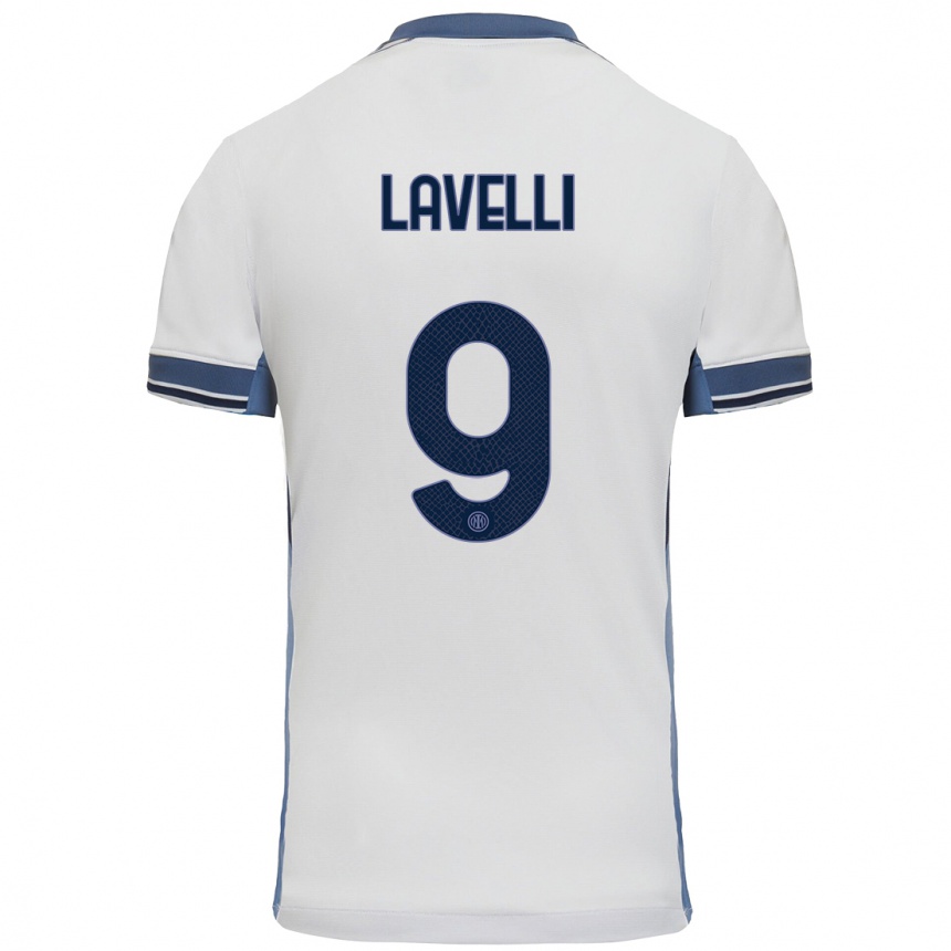 Kids Football Matteo Lavelli #9 White Grey Away Jersey 2024/25 T-Shirt Canada