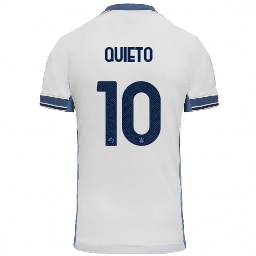 Kids Football Daniele Quieto #10 White Grey Away Jersey 2024/25 T-Shirt Canada