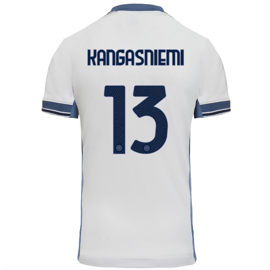 Kids Football Ilari Kangasniemi #13 White Grey Away Jersey 2024/25 T-Shirt Canada