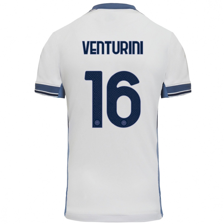 Kids Football Matteo Venturini #16 White Grey Away Jersey 2024/25 T-Shirt Canada