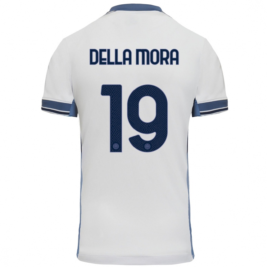 Kids Football Tommaso Della Mora #19 White Grey Away Jersey 2024/25 T-Shirt Canada