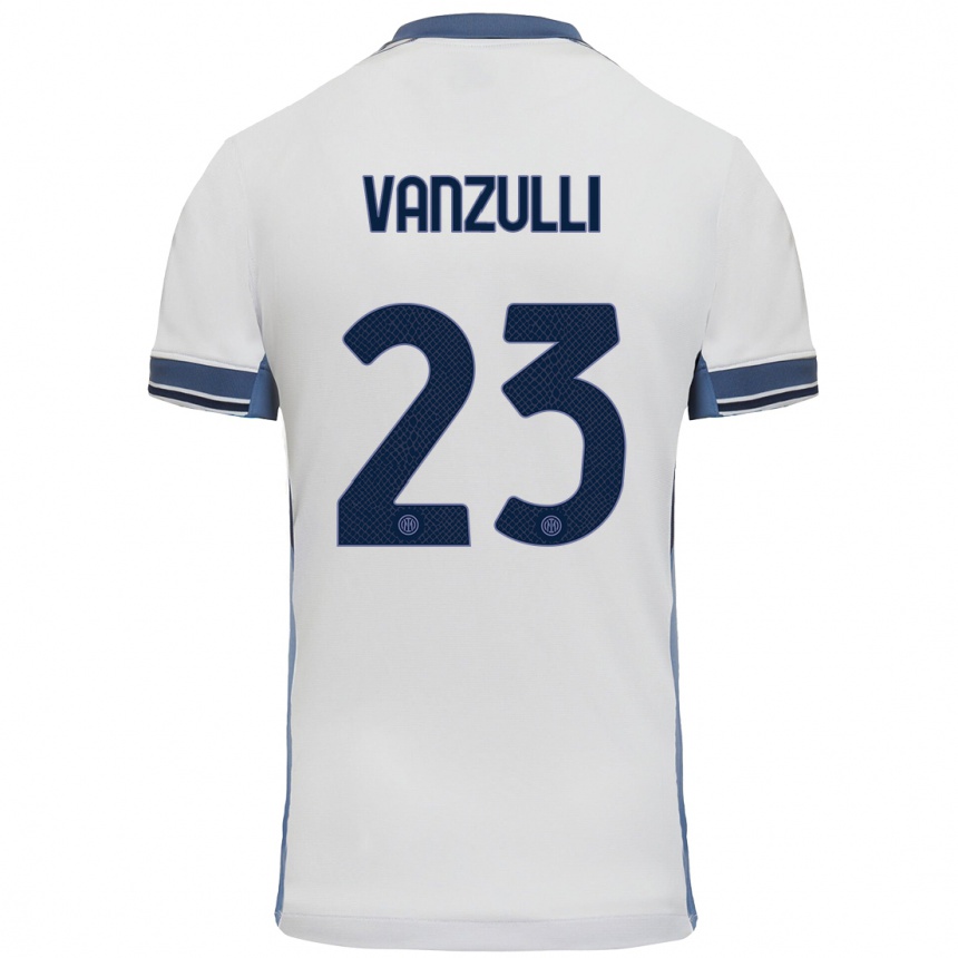 Kids Football Marco Vanzulli #23 White Grey Away Jersey 2024/25 T-Shirt Canada