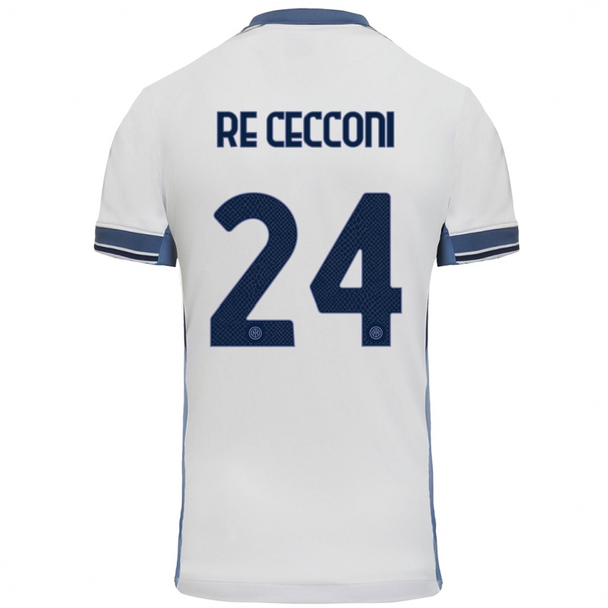 Kids Football Gabriele Re Cecconi #24 White Grey Away Jersey 2024/25 T-Shirt Canada