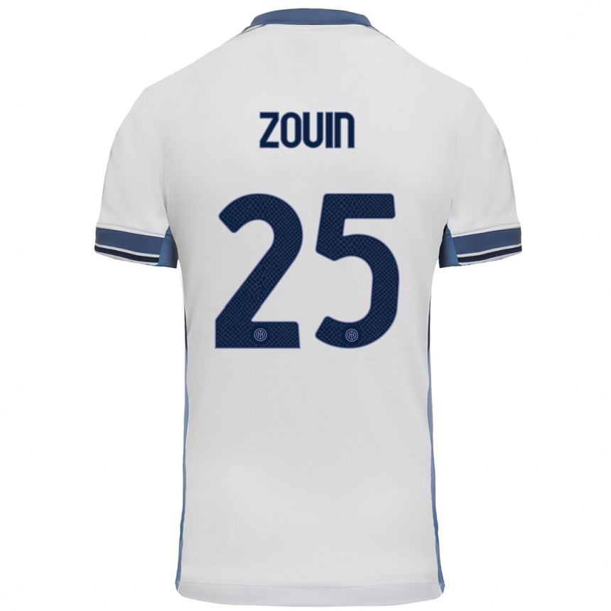 Kids Football Aymen Zouin #25 White Grey Away Jersey 2024/25 T-Shirt Canada