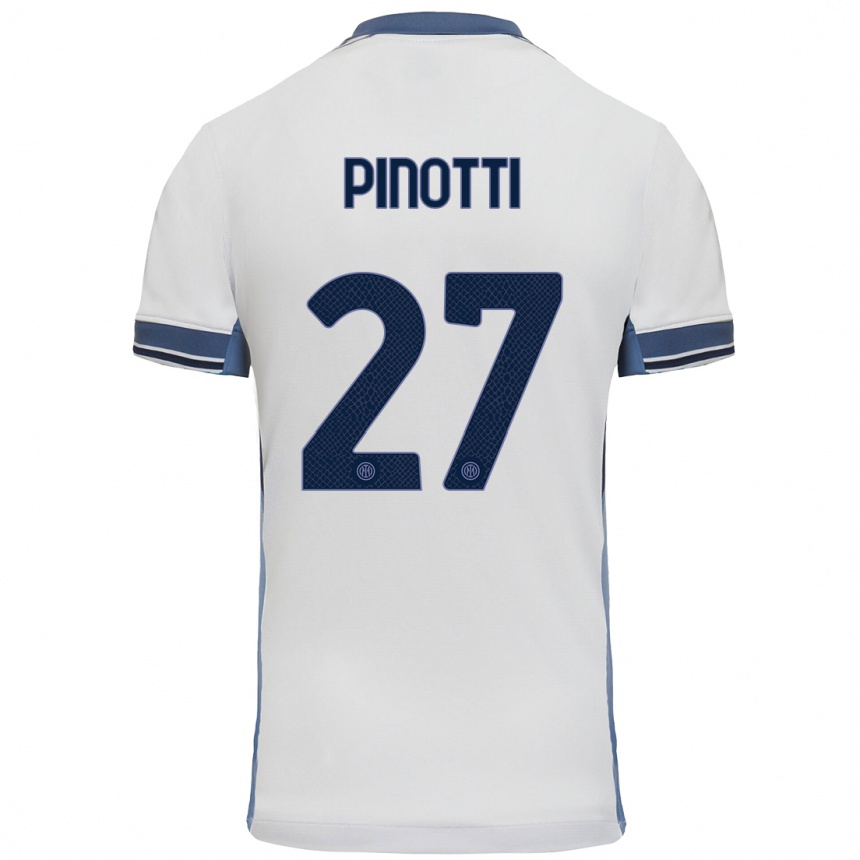 Kids Football Manuel Pinotti #27 White Grey Away Jersey 2024/25 T-Shirt Canada