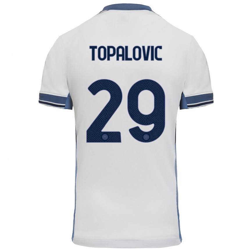 Kids Football Luka Topalovic #29 White Grey Away Jersey 2024/25 T-Shirt Canada