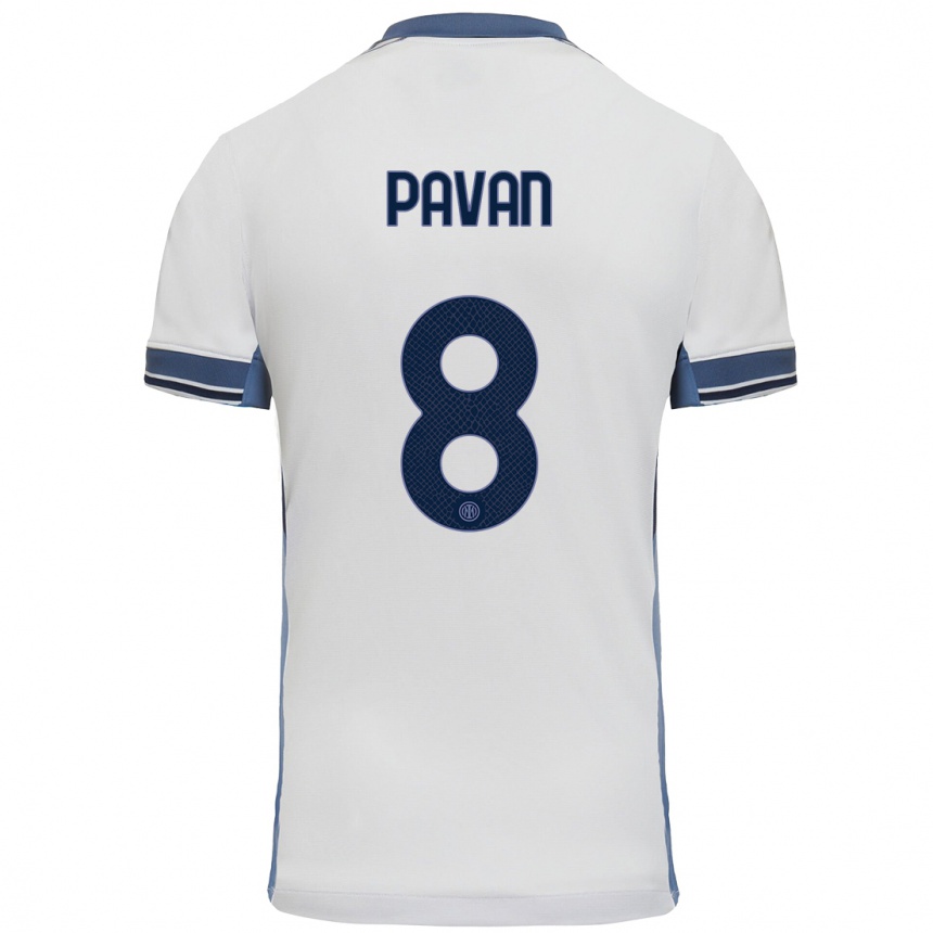 Kids Football Matilde Pavan #8 White Grey Away Jersey 2024/25 T-Shirt Canada