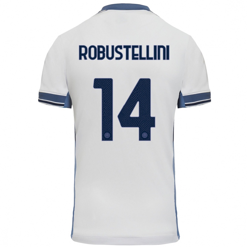 Enfant Football Maillot Chiara Robustellini #14 Blanc Gris Tenues Extérieur 2024/25 Canada