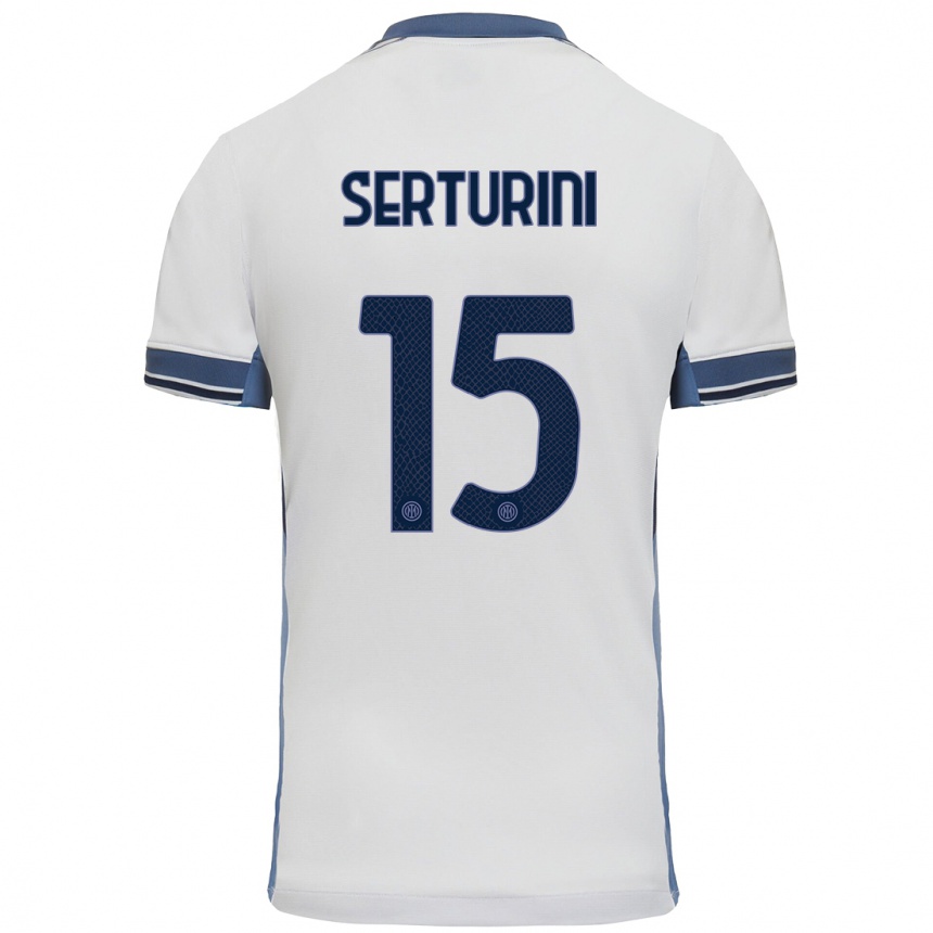 Kids Football Annamaria Serturini #15 White Grey Away Jersey 2024/25 T-Shirt Canada