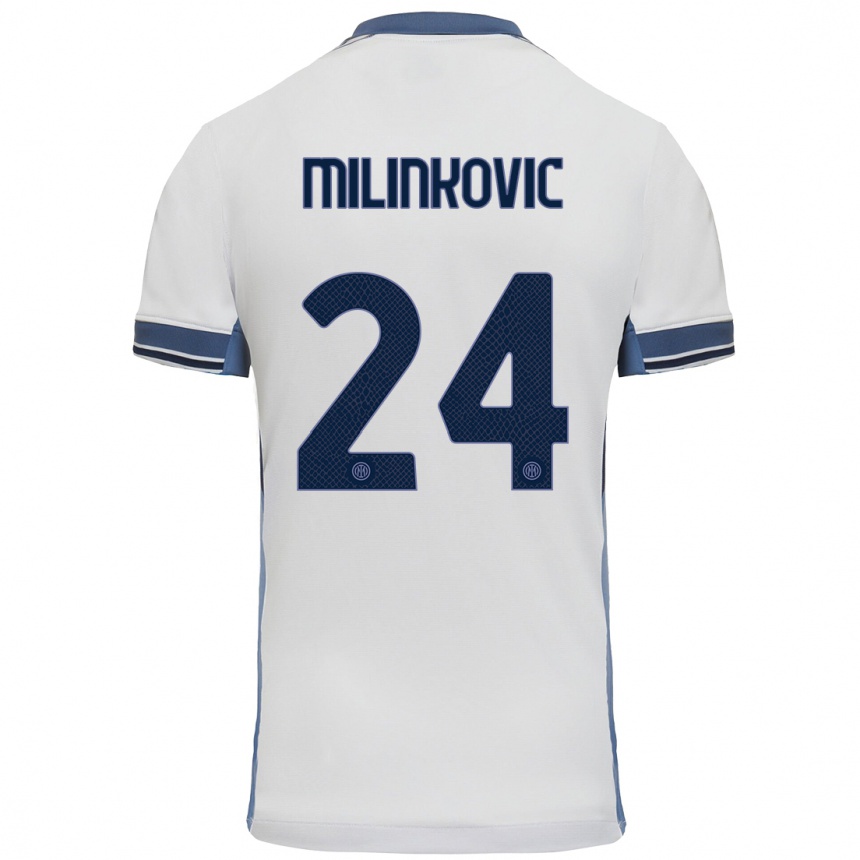 Kids Football Marija Milinković #24 White Grey Away Jersey 2024/25 T-Shirt Canada